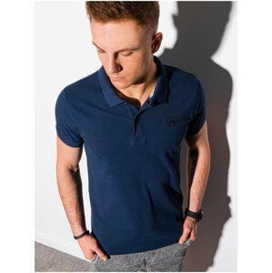 Tmavě modré pánské basic polo tričko Ombre Clothing