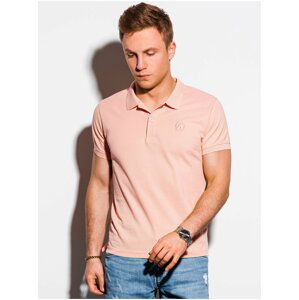 Světle růžové pánské basic polo tričko Ombre Clothing