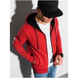 Červená pánská mikina na zip s kapucí Ombre Clothing B1157