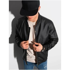 Černá pánská koženková bunda Ombre Clothing C484