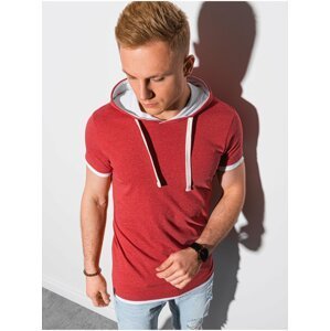 Pánské tričko s kapucí S1376 - červená šedá