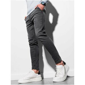 Černé pánské zkrácené slim fit džíny Ombre Clothing  P937