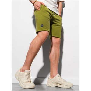 Khaki pánské žebrované kraťasy Ombre Clothing W294