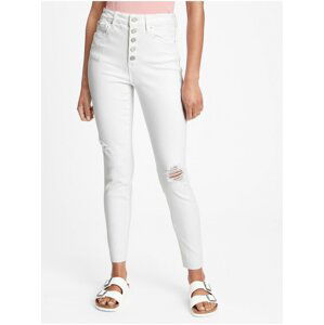 Bílé dámské džíny GAP high rise destructed universal legging jeans with button f