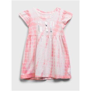 Růžové holčičí dětské šaty GAP Logo dress
