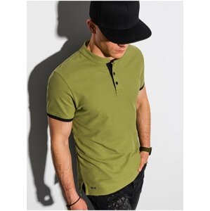 Khaki pánská polokošile bez potisku Ombre Clothing S1381