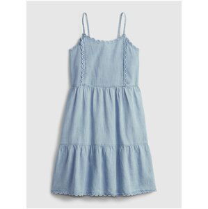 Modré holčičí dětské šaty scalloped tiered denim dress