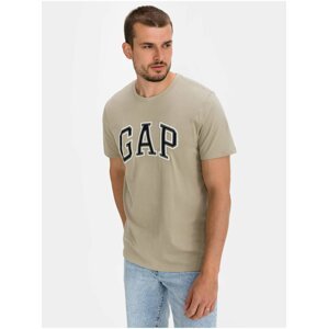 Béžové pánské tričko GAP Logo bas arch t-shirt
