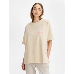 Béžové dámské tričko GAP Logo cya t-shirt