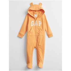 Oranžový holčičí baby overal GAP Logo hoodie one-piece