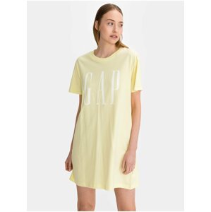 Žluté dámské tričko vé šaty GAP Logo t-shirt dress