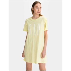 Žluté dámské tričko vé šaty GAP Logo t-shirt dress