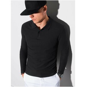 Černé pánské polo tričko s dlouhým rukávem Ombre Clothing L132