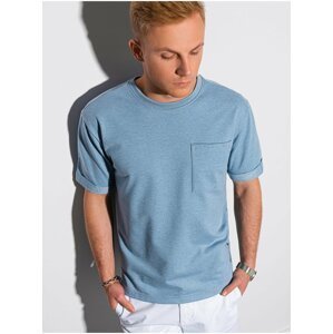 Modré pánské tričko s kapsou Ombre Clothing S1371