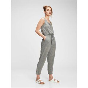 Šedý dámský overal sleeveless henley jumpsuit GAP