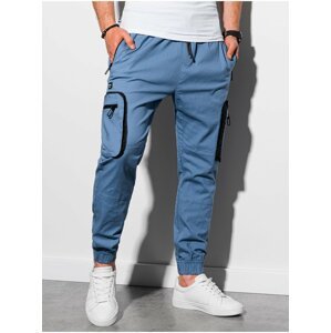 Modré pánské kalhoty s kapsami Ombre Clothing P960