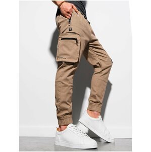 Béžové pánské kalhoty s kapsami Ombre Clothing P960