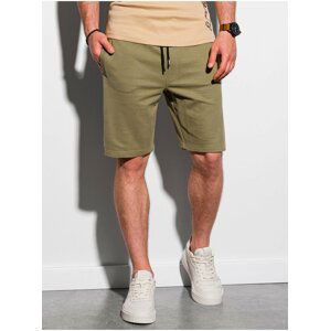 Khaki pánské teplákové kraťasy Ombre Clothing W291