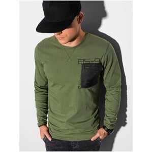 Zelené pánské tričko s dlouhým rukávem Ombre Clothing L130