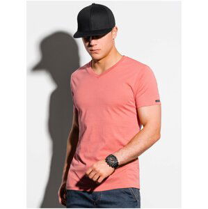 Korálové pánské tričko bez potisku Ombre Clothing S1369 basic basic