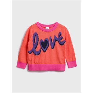 Červený holčičí dětský svetr graphic crewneck sweater GAP
