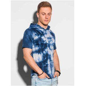 Pánské tričko s kapucí Tie-Dye S1220 - námořnická modrá