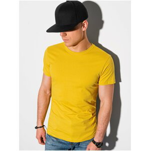 Žluté pánské basic tričko Ombre Clothing S1370 basic basic