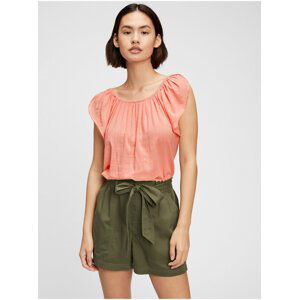 Oranžový dámský top ruffle sleeve top GAP