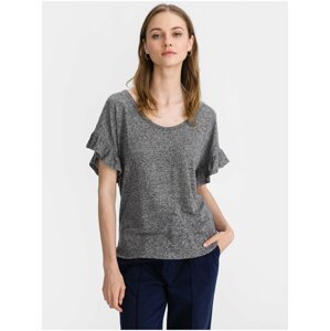 Šedé dámské tričko short sleeve linen t-shirt GAP