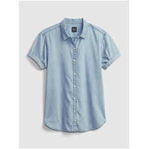 Modrá dámská košile short sleeve roll cuff shirt GAP