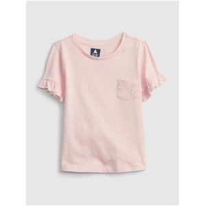 Růžový holčičí dětské top pocket wash effect t-shirt GAP