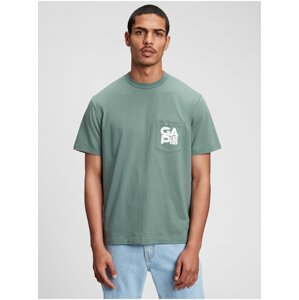 Zelené pánské tričko GAP Logo pocket t-shirt