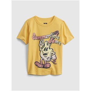 Žluté klučičí dětské tričko short sleeve graphic t-shirt GAP
