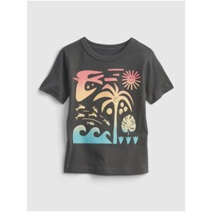 Šedé klučičí dětské tričko short sleeve graphic t-shirt GAP