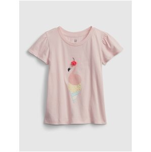 Růžové holčičí dětské tričko ruffle graphic tank GAP