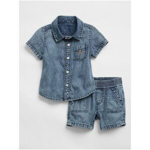 Modrý klučičí baby set top and shorts denim GAP