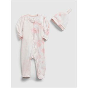 Růžový holčičí baby overal 100% organic cotton first favorite tie-dye one-piece GAP