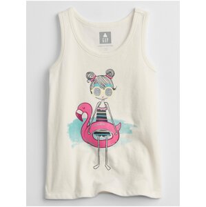 Smetanové holčičí dětské tílko graphic tank top GAP