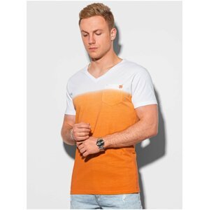 Bílo-oranžové pánské tričko Ombre Clothing S1380