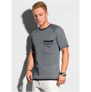 Tmavě modré pánské tričko bez potisku Ombre Clothing S1460