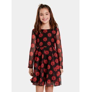Červeno-černé holčičí květované šaty Desigual Alicia