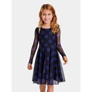 Modro-černé holčičí květované šaty Desigual Alicia