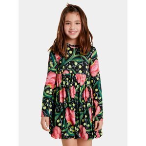 Růžovo-černé holčičí květované šaty Desigual Opala
