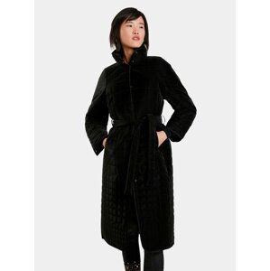 Černý dámský prošívaný zimní kabát se zavazováním Desigual Granollers