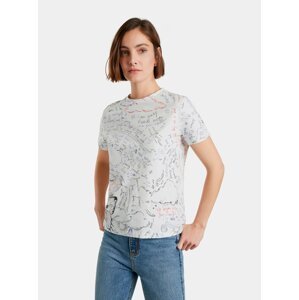 Bílé dámské tričko s nápisy Desigual Elizabeth Fry
