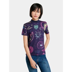 Fialové dámské vzorované tričko Desigual Cosmos