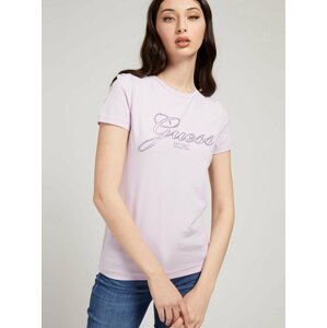 Světle fialové dámské tričko s potiskem Guess Selina