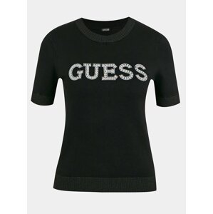 Černé dámské svetrové tričko s ozdobnými detaily Guess Clarisse