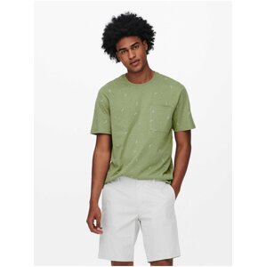 Zelené vzorované tričko ONLY & SONS Prove