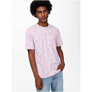 Růžové vzorované tričko ONLY & SONS Prove